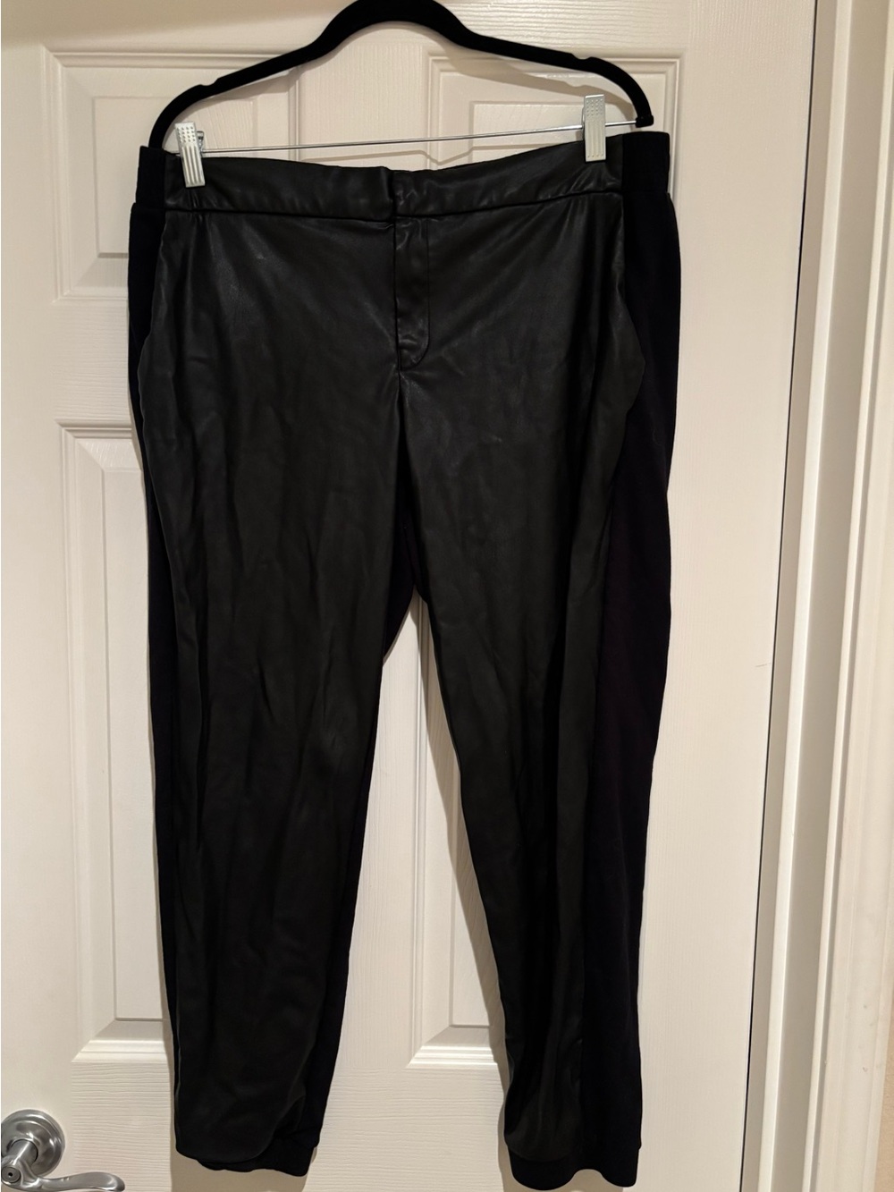New York & Company Black Faux Leather jogger pants